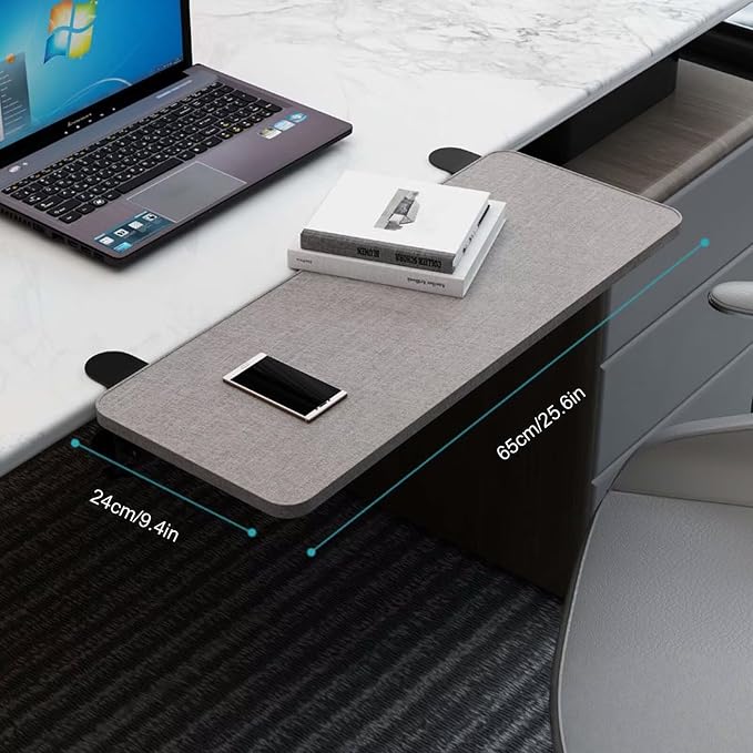 Ergonomic Clamp-On Desk Extender Tray - Foldable Keyboard & Arm Support - No-Drill, Space-Saving Workstation Extension