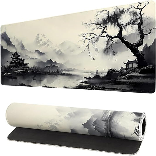 Gaming Mouse Pad Desk Pad,Extended Big Mouse Pad,31.5x11.8 Inch Long Computer Keyboard Mouse Mat Mousepad with 3mm Non-Slip Base and Stitched Edge for Gaming and Office… (wash painting2)