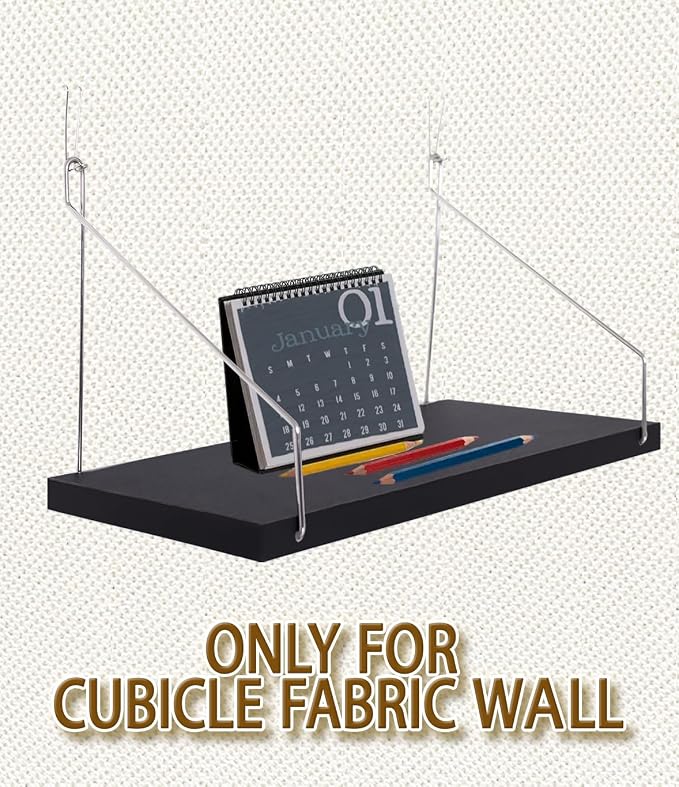 3-Pack Cubicle Shelf For Fabric Walls With Hooks：12x6.0in Black Wooden Cubicle Shelf Hanging Silver Bracket Use For Office Cubicle Accessories For Office Stylish Cubicle Decorations For Women Desk