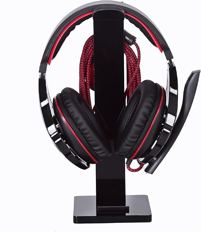 Headphone Stand Gaming Headset Holder For Desk Cable Organizer & Cellphone Stand for All Headphones Size headphone Holder Set Gaming PC Accessories Gaming Station – Black