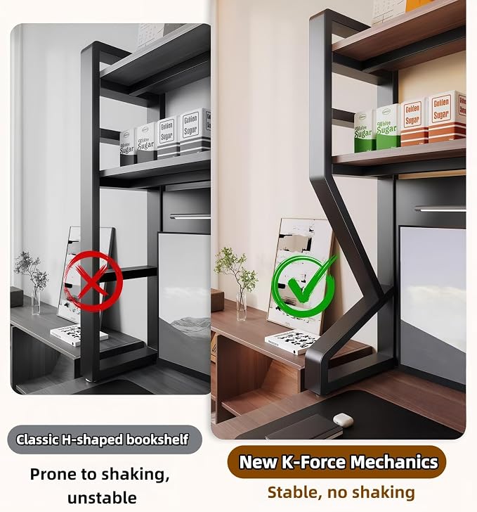Desktop Hutch Bookshelf,Many Gifts,Metal Desktop Bookcase with pegboard, Desk Shelf White, Countertop Storage Organizer Rack for Dorm or Office,Desktop Shelves(White, 29.5" Lx9.9 Wx39 H)