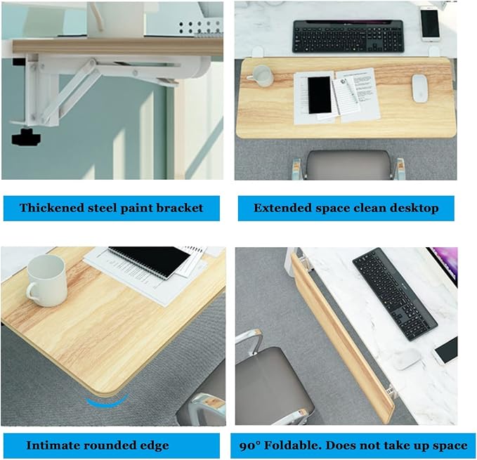 V3VOGUE 90° Foldable Desk Extender Armrest Shelf, Extended Desktop and Space Saver, Clamp-On Keyboard Drawer Tray, with K-Bracket, Ergonomic Computer Elbow Arm Support Relieve Fatigue