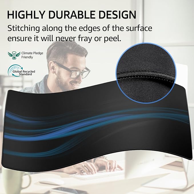 KTRIO Large Gaming Mouse Pad Desk Mat for Gamer, 31.5" x 15.7", Black, XXL | Extended Size Design, Superior Micro-Weave Cloth, Non-Slip Rubber Base, Durable Stitched Edges, Water-Resistant Coating