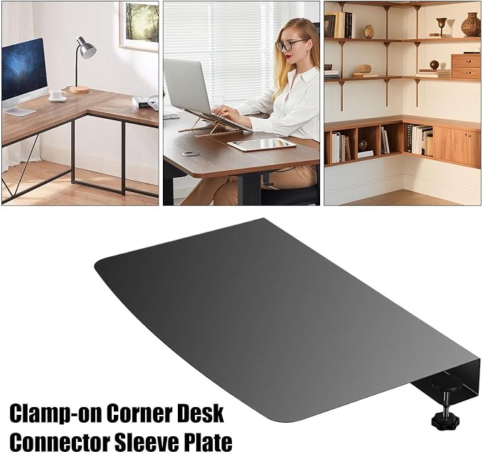 Table Extender for Desk - L Shaped Platforms, Clamp-On Desks Attachments, Ergonomic Workspaces Expansions, Reinforced Rigid Support Component | Desktop Extension for Studios & Computer Rooms