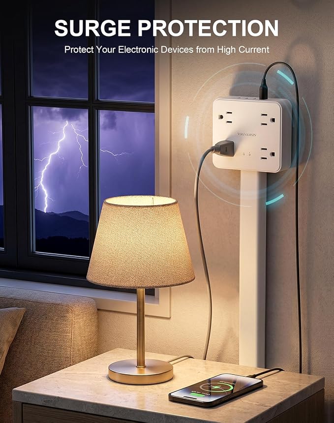Desk Clamp Power Strip, Surge Protector with 6 AC Outlets and 4 USB Ports, Desk Mount Charging Station, Fit 1.97in Tabletop Edge Thick, 6FT Extension Cord, for Home Office Gaming Accessorie