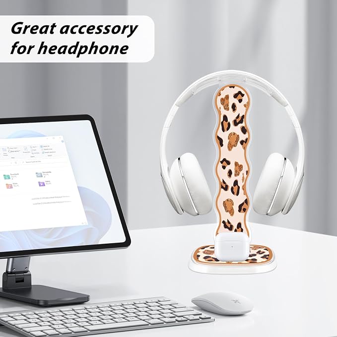CameCosy Leopard Headphone Stand, Compatible with, Sturdy Acrylic Design, Multifunctional for Headphones & Cell Phone