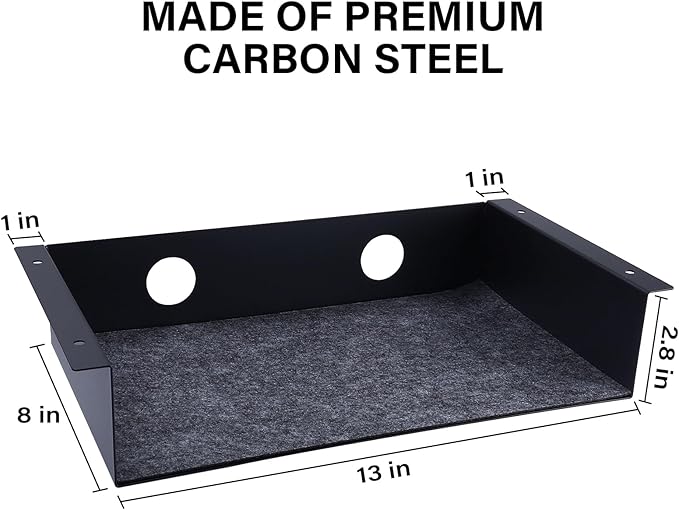 Under Desk Storage Shelf, Steel Under Desk Tray Mountable Add-On Shelf for Table Office Desk, Large (Pack of 2)