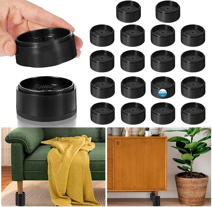 Bed Risers 1 inch, 2 inch, 3 inch, 4 inch Heavy Duty, Adjustable Furniture Riser for Table Desk Couch Sofa Chair Refrigerator Washing Machine, Stackable Bed Raisers Blocks (Black 6 Pack, 1+1+1 inch)