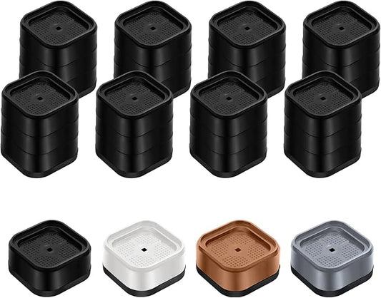 Furniture Risers Adjustable Bed Risers Heavy Duty Lifts Height 3", Square Stackable Bed Risers 1, 2, 3 or 4 Inch for Desk Leg Table Couch Sofa Chair Bed Frame Legs Dorm, 1+1+1 Inch, Black, 8 Pack