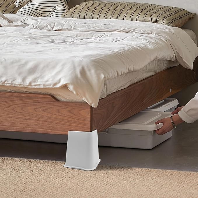 8 Pack Bed Risers 6 inch Heavy Duty White, Oversized Furniture Risers, Bed Lifts Risers for Table, Sofa, Chair, Couch, Desk, Bed Frame Risers Supports Up to 6,500 Lbs