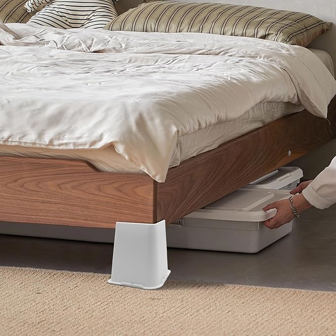 Bed Risers 6 inch Heavy Duty, 4 Pack Oversized Furniture Risers, White Bed Lifts Risers for Table, Sofa, Chair, Couch, Desk, Bed Frame Risers Supports Up to 6,500 Lbs