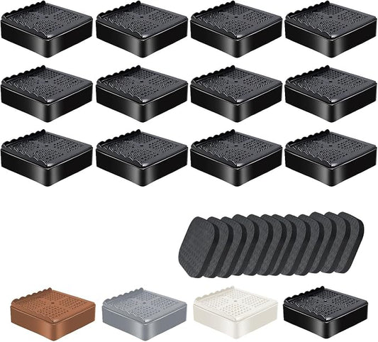 shouwuhho Furniture Risers, 12 Pack Bed Risers with Non-Slip Grip and Heavy Duty Support, 1 Inch 2 Inch 3 Inch 4 Inch Height Lift for Couch, Sofa, Table, Desk, Chair, Refrigerator - Black, 1 Inch