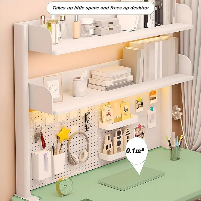 Clamp On Desk Organizer Shelf,White Desk Extender Pegboard Workstation,Computer Desk Accessories for Office, Privacy Panel for Gaming Desk,23.6/31.4/39.3in Desktop Shelving (white, 80cm/31.4in)