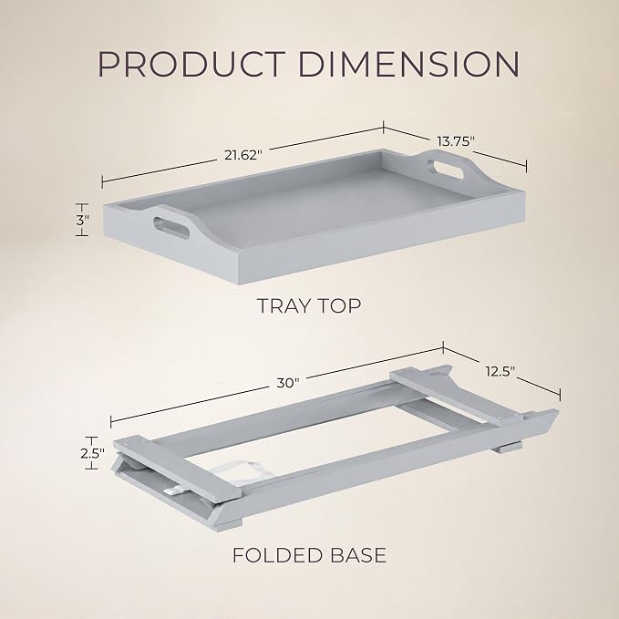 Lavish Home Folding TV Tray Table - Contemporary Side Table with Removable Tray Top for Food Serving, Meals, or Decor in Living Room, Bedroom, or Home Office (Gray)