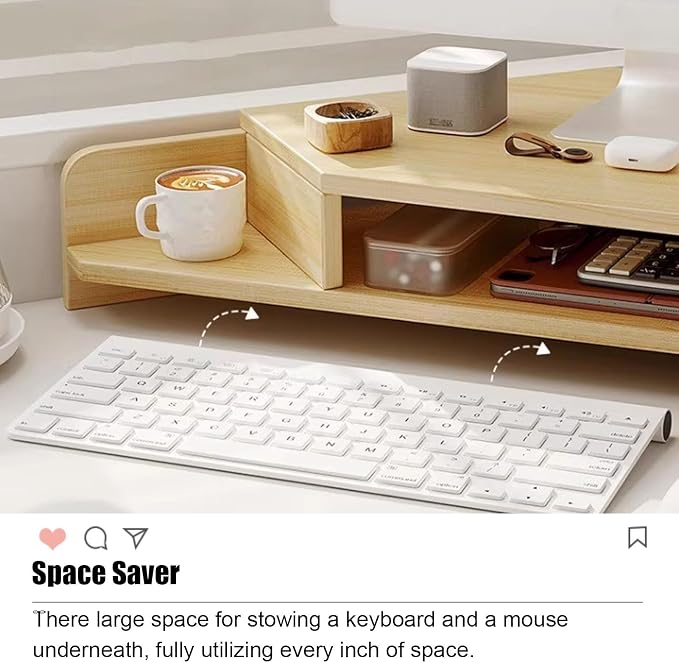 Kunovo Corner Monitor Stand with Double Storage Space, Ergonomic Triangle Desktop Corner Shelf, Save Space Desk Organizer Shelf for Office/Home (Color : White)