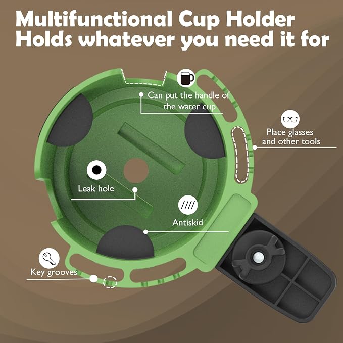 Desk Cup Holder with Headphone Hanger, Clip on Cup Holders for Desks with Spill-Proof Cup Design, Easy to Install, Enough to Hold 8-28OZ Coffee Cups, Water Bottles. (Green, Large)