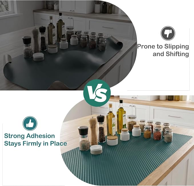 Self-Adhesive Shelf Liner Kitchen Liner, Waterproof Backed Paper Easy Peel and Stick Contact Liner Without Residue for Decor Your Desk Surface, Kitchen Countertops (Green, 11.8 x 118.1 inches)