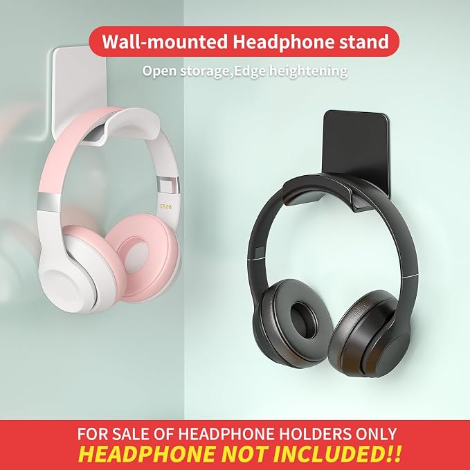Headphone Wall Mount Mini Headphone Hook Holder with Strong Adhesive Headset Stand Headset Holder-Wall Mount