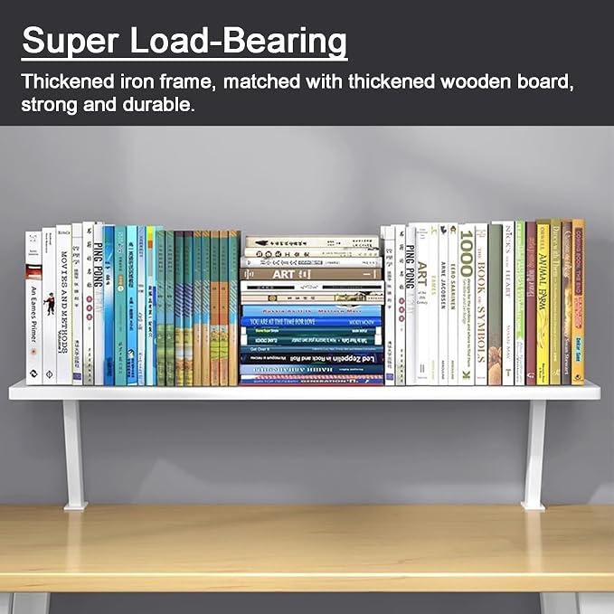 Clamp On Desktop Bookshelf, Versatile Desktop Shelf, Organizer Table Shelf, Computer Desk Heightening Shelves, C-Clamp Design with Rubber Pad, for Table Accessories(White,40cm/16in)