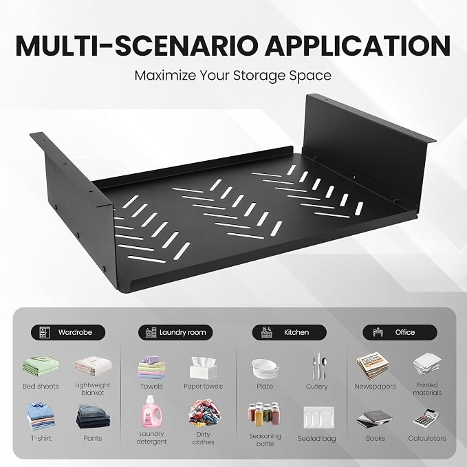 17.3-inch Under Desk Shelf - Under Desk Storage Shelf (Metal Construction),Under Desk Organizer - Under Shelf Storage for Office Tables & Workstations
