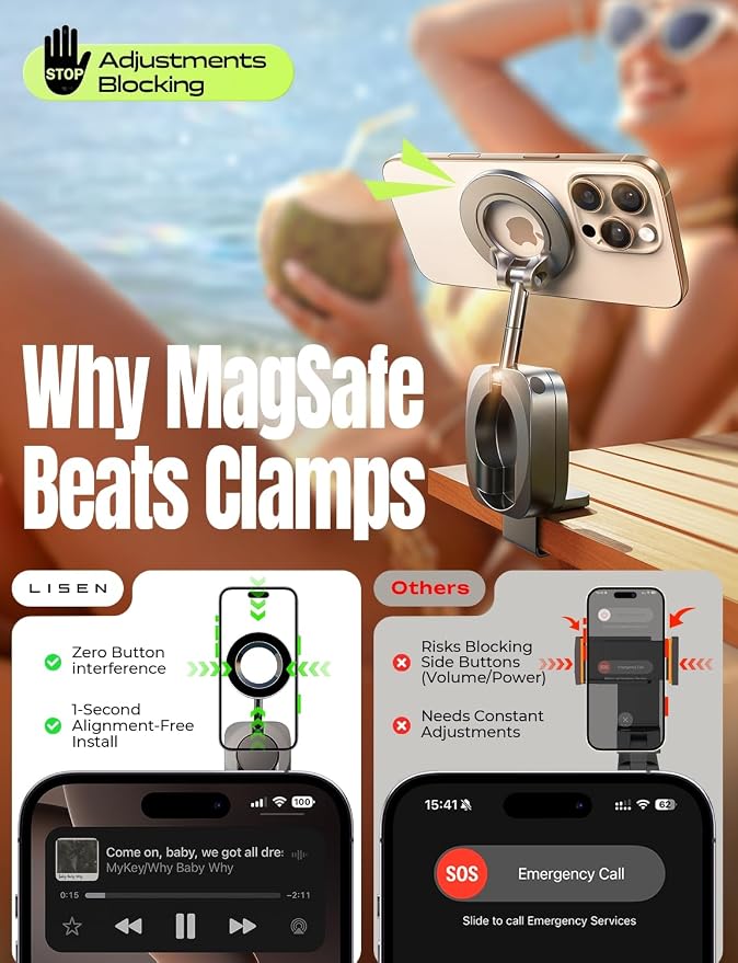 LISEN Airplane Travel Essentials for Women Men Magnetic Phone Holder for Desk Phone Mount Vacation Essentials 2026 MagSafe Travel Size Accessories Flying Long Flight Airplane Gadgets Gifts for Men