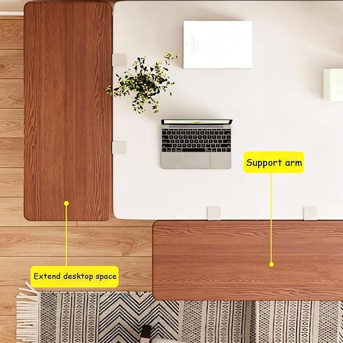 Ergonomic Desktop Extension Tray, 90°Foldable Desktop Side Extension Panel, Suitable for Widening Desktops in Home and Office Walnut B 40 * 20cm/15.7 * 7.9"