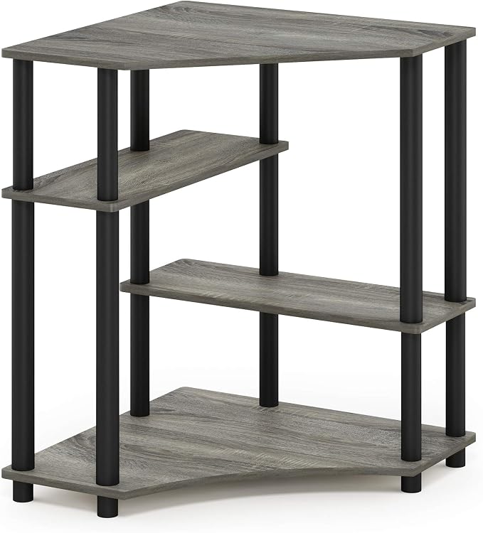 Furinno TURN-N-TUBE Desk, Gaming Desk with Shelves, Corner Computer Desk with Shelves, Office Desk, Space Saving, For Home Office, Bedroom, French Oak
