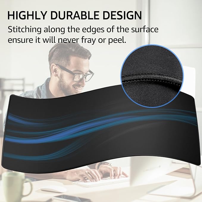 KTRIO Large Gaming Mouse Pad Desk Mat for Gamer, 35.4" x 15.7", Black, XXXL | Extended Size Design, Superior Micro-Weave Cloth, Non-Slip Rubber Base, Durable Stitched Edges, Water-Resistant Coating