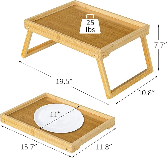 RRX Bed Tray Table with Folding Legs, Breakfast in Bed Tray (1, Beige) | Bed Trays for Folding Table Eating, Kitchen Serving, Food, Sofa, Snacking or Working, Laptop Desk Dinner, Snack Tray