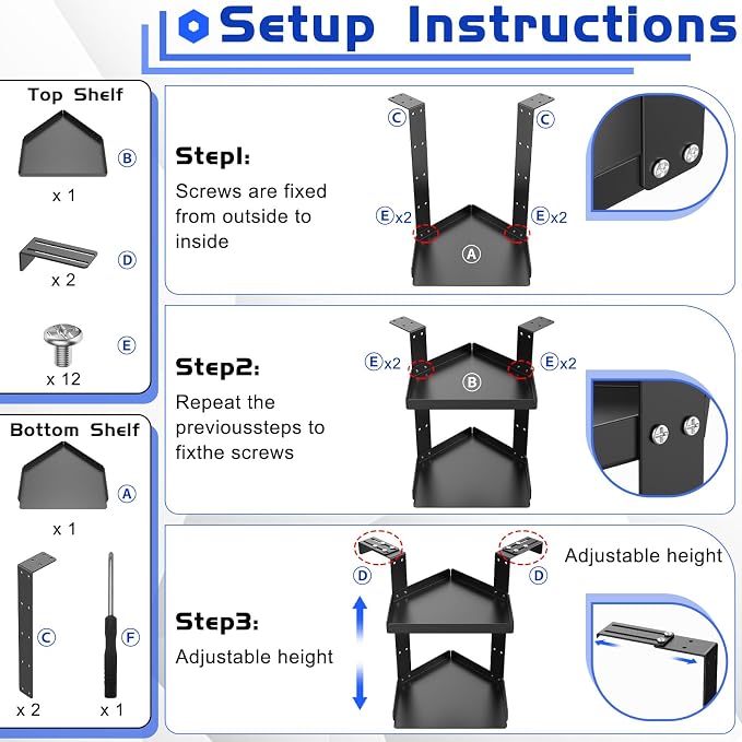6in Office Cubicle Corner Shelf with Hooks Adjustable More Holes for Greater Durability & Thickness Cubicle Shelf Hanging