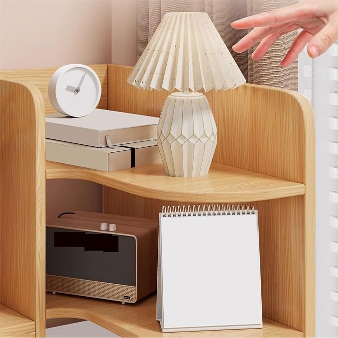 Office Multi-Layer Corner Desktop Bookshelf Density Board Home Organizer Shelf with Drawer Home