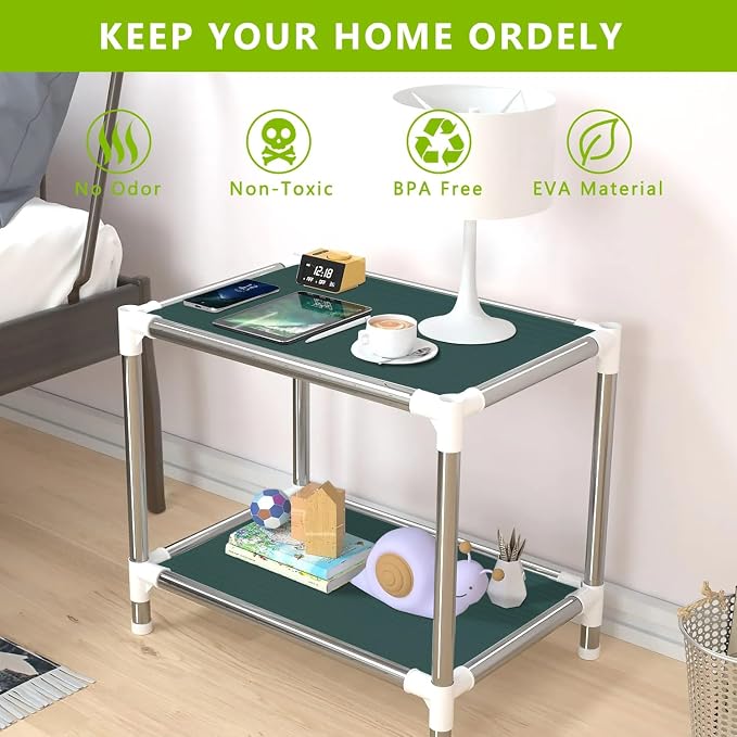 Shelf Liners 17.5 x 236.2 inches Non Adhesive Kitchen Drawer Cabinet Liner, Waterproof Durable Liners for Shelves Refrigerator Pantry Cupboard Protector Mat, Green