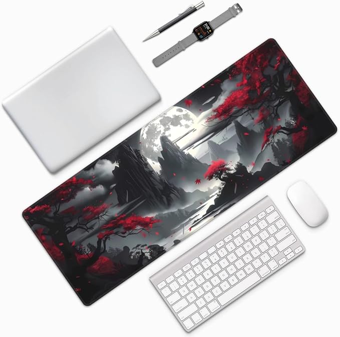 Gaming Mouse Pad Desk Pad,Extended Big Mouse Pad,31.5x11.8 Inch Long Computer Keyboard Mouse Mat Mousepad with 3mm Non-Slip Base and Stitched Edge for Gaming and Office… (Dark Canyon)