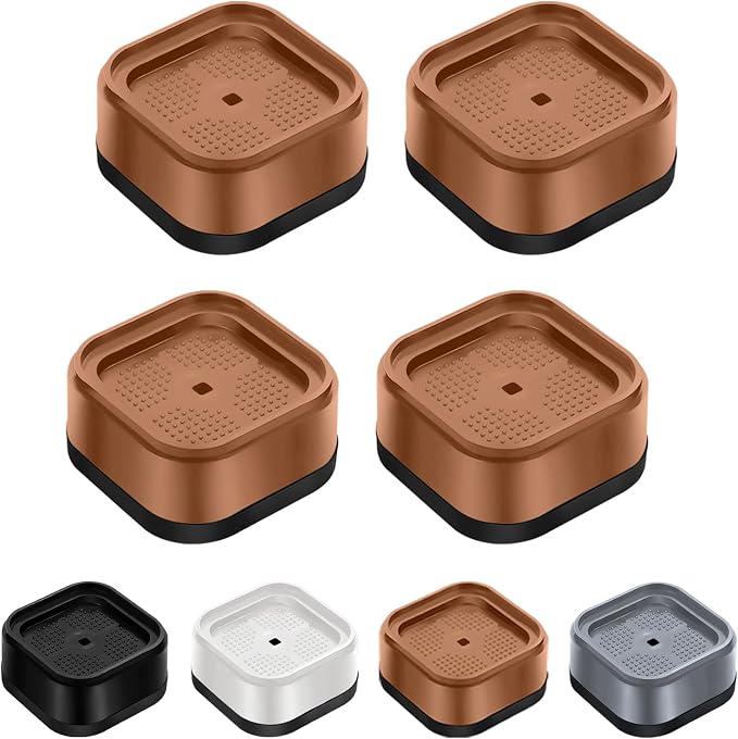 shouwuhho 4 Pack Furniture Risers Adjustable Bed Risers Heavy Duty Lifts Height 1", Square Stackable Bed Risers 1, 2 or 3 Inch for Desk Leg Table Couch Sofa Chair Bed Frame Legs Dorm, Brown