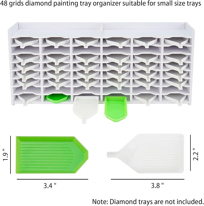 Krafetto 48 Grids Diamond Painting Tray Storage Holder Drill Pen & Multi-Boat Tray Organizer Rack Art Diamond Painting Accessories Kits, for Small Size Trays