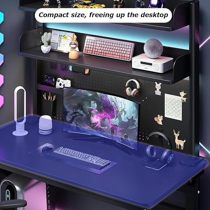 Clamp On Desk Organizer Shelf, Desk Extender Pegboard Workstation,Computer Desk Accessories for Office, Privacy Panel for Gaming Desk,Clamp-on 23.6/31.5/39.3in Desktop Shelving System, Black (Size :