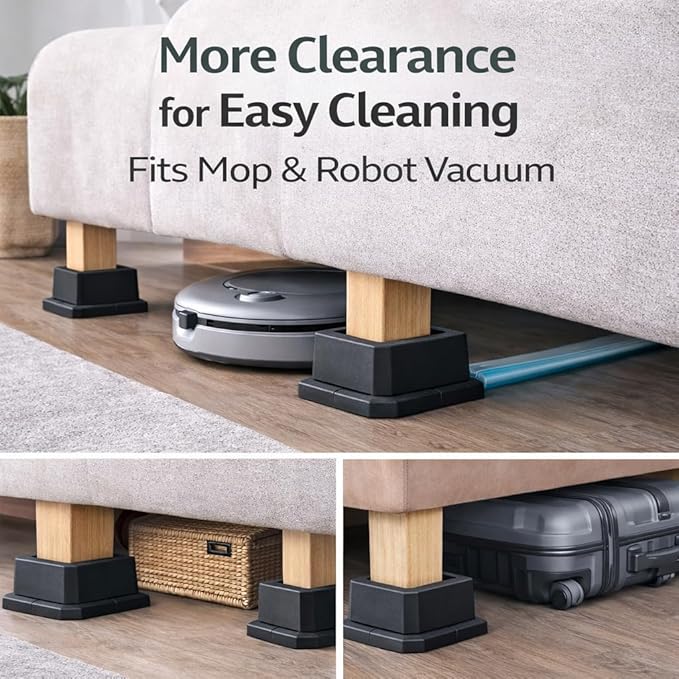 BTSD-home Furniture Risers 2 Inch Bed Risers Heavy Duty Adjustable Dorm Bed Lifts Risers Table Desk Chair Leg Extenders 4 Pack Black