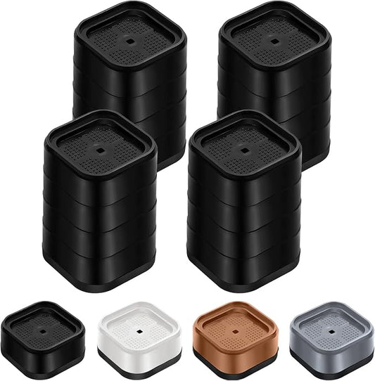 Furniture Risers Adjustable Bed Risers Heavy Duty Lifts Height 4", Square Stackable Bed Risers 1, 2, 3 or 4 Inch for Desk Leg Table Couch Sofa Chair Bed Frame Legs Dorm, 1+1+1+1 Inch, Black, 4 Pack