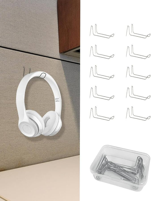 Cubicle Hooks for Office Fabric Wall, Hanging Organizer for Keys Headphones Office Supplies, Space Saving Storage (Silver (10 Packs))