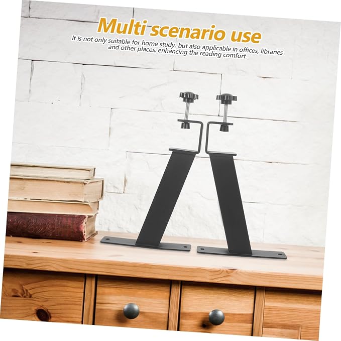 Holibanna 2pcs Black Carbon Steel Desktop Extension Bracket Clamp on Desk Riser Legs, Heavy Duty Workbench Clamp Mount Shelf Support for Office and Home Workstation