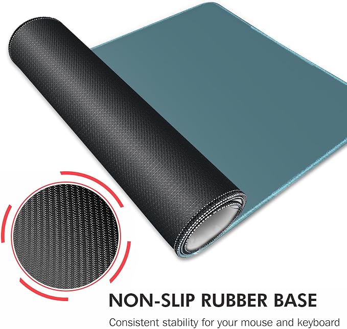 Galdas Gaming Mouse Pad XXL XL Large Long Extended Big Mousepad Non-Slip Rubber Keyboard Mouse Pad with Stitched Edges for Laptop Home Office (31.5x11.8x0.08 Inch) -Blue Grey