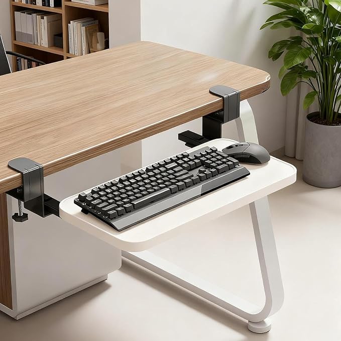 Desk Extension Tray Keyboard Tray Tablet Extension Organizer Quick Installation Wrist Support Carbon MDF Suitable for Office, 40cmx20cmx1.2cm