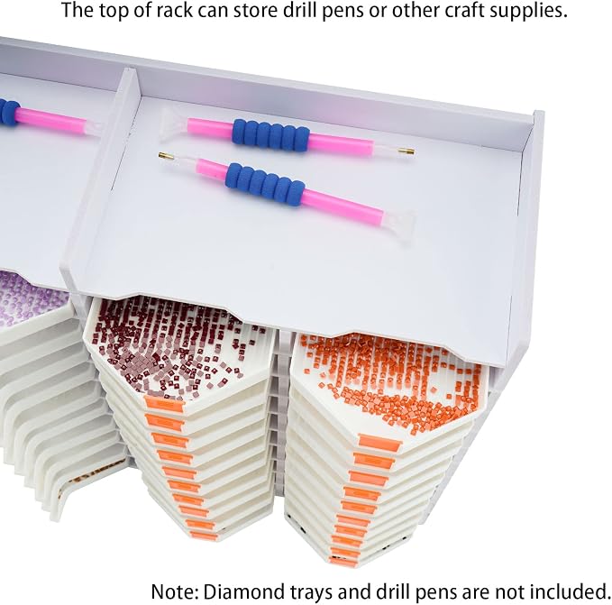 Krafetto 40 Grids Diamond Painting Tray Organizer Holder Drill Pen & Multi-Boat Tray Storage Rack Art Diamond Painting Accessories Kits, for Big Size Trays