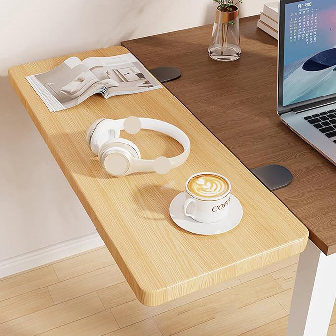 Beige,50 * 20,Desk Extender Tray, 27.5" x 7.8" Clamp On Desk Shelf, Desk Extension with Rounded-Edge, Table Desk Arm Rest, Clamp On Keyboard Tray for Office and Home, Workstation Organizer