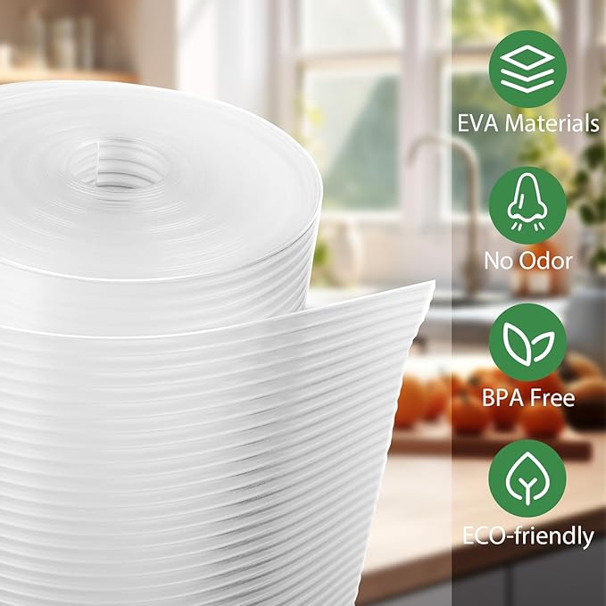 Anoak Shelf Liner Cabinet Liner, Non Adhesive Drawer Liner, Washable 12 Inch x 20 FT x 2Rolls Waterproof Durable Non-Slip Shelf Liner for Kitchen, Drawer, Refrigerator Stripe Clear