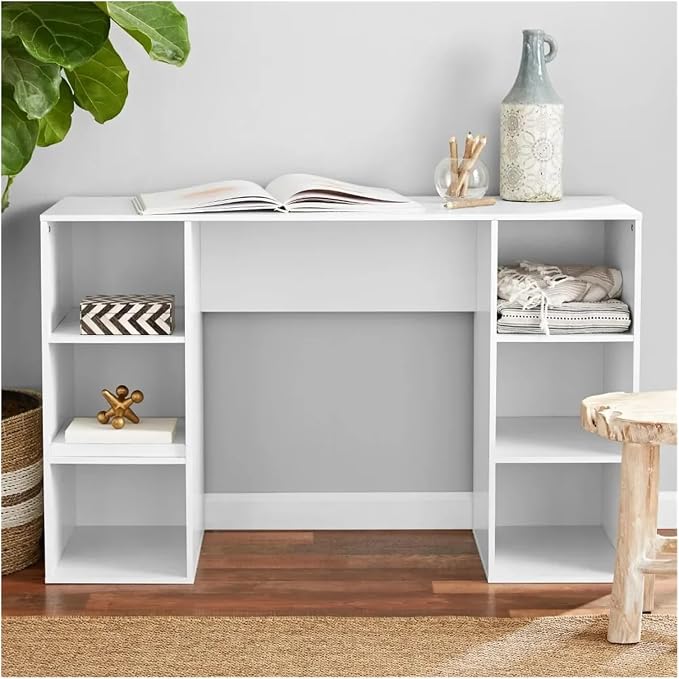 6-Cube Storage Computer Desk, White,for Office use