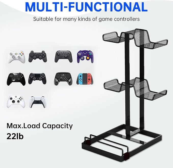 Multi-Tier Game Controller Holder Ideal Gamer Gift Controller Organizer for Playstation 5 PS4 Xbox Headphone Stand Gaming Desk Accessories (White, 2-Tier)