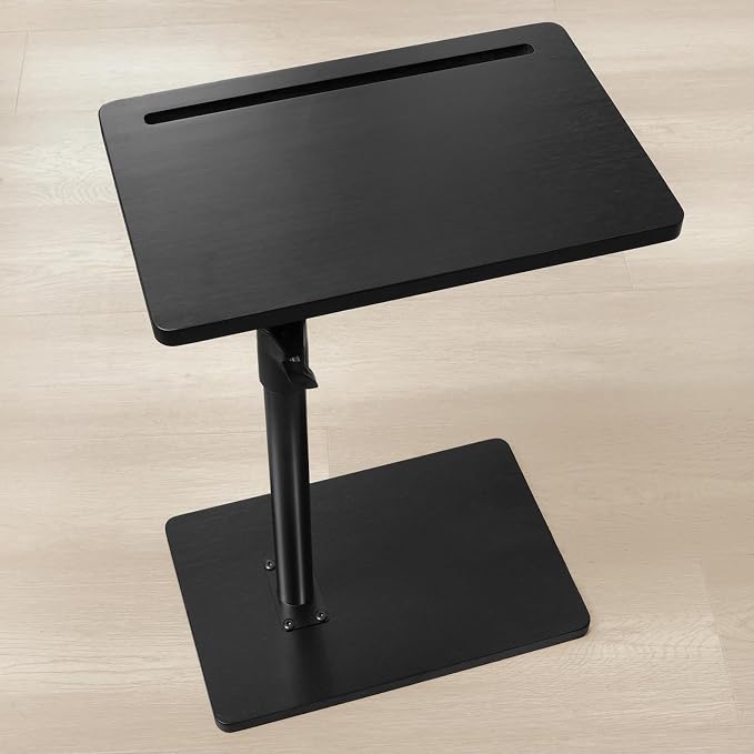 YUHFERA 360 Rotatable Sofa Tray Table for Couch Arm - Height Adjustable End Table for Bed or Chair with Phone & Tablet Slots, TV Tray Table, Side Table Tray for Small Spaces (Black, Rectangle)
