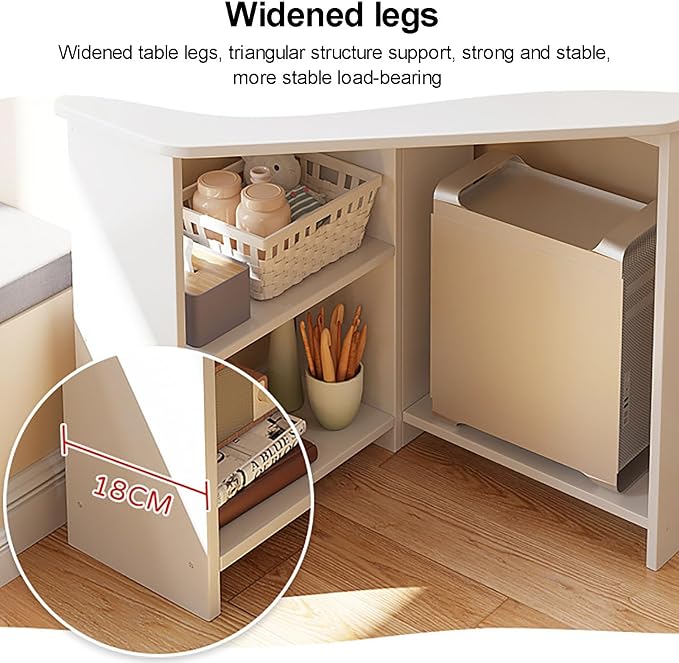 SAZDFY Corner Desk for Small Space, Triangle Computer Desk Corner Writing Desk with Storage Shelves & CPU Stand, Makeup Vanity Table for Home Office, Workstation(77x77x74cm(30x30x29inch), White)