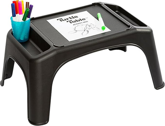 LapGear Turtle Table Kids Activity Lap Desk Tray with Storage Wells for Snacks, Play, Classroom and Sensory Toys - Black - Style No. 20108